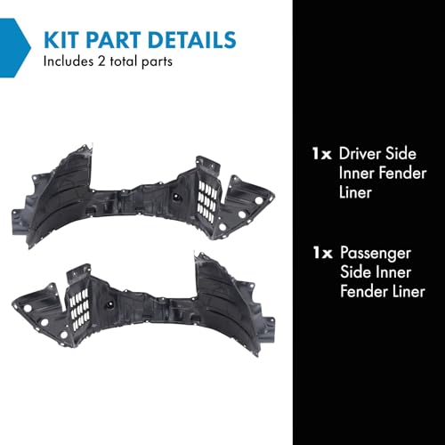 TRQ Inner Fender Liner Set Compatible with 2015-2020 INFINITI QX60 Nissan Pathfinder NI1248152 NI1249152 - Image 2