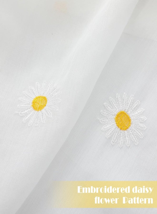 تيجيمي ستائر شفافة من قطعتين من تيغيمي، بلون أبيض عاجي مزين بزهرة الأقحوان، بطول 84 بوصة، مصنوعة من قماش الفوال المطرز، ستائر ربيعية شفافة مزخرفة، مصنوعة من قماش الكتان الصناعي الأبيض، ديكور نافذة نصفية للمنزل والحفلات والمكتب - Image 3