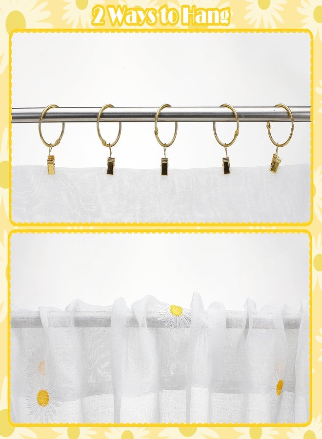 تيجيمي ستائر شفافة من قطعتين من تيغيمي، بلون أبيض عاجي مزين بزهرة الأقحوان، بطول 84 بوصة، مصنوعة من قماش الفوال المطرز، ستائر ربيعية شفافة مزخرفة، مصنوعة من قماش الكتان الصناعي الأبيض، ديكور نافذة نصفية للمنزل والحفلات والمكتب - Image 5