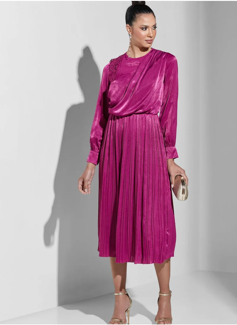 Namshi X Trendyol Asymmetric Pleat Detail Dress