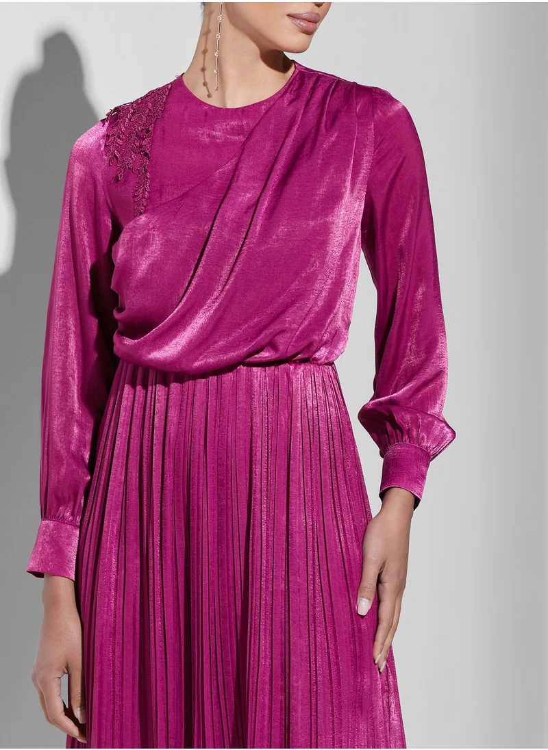 Namshi X Trendyol Asymmetric Pleat Detail Dress