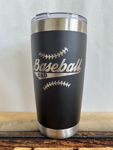 Maverick Advantage Baseball Dad Tumbler - 20 oz Black Tumbler w/ Sliding Lock Lid - Dad Gift - Baseball Gift - Image 1