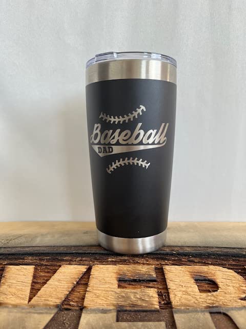 Maverick Advantage Baseball Dad Tumbler - 20 oz Black Tumbler w/ Sliding Lock Lid - Dad Gift - Baseball Gift - Image 3