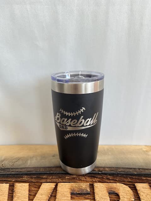 Maverick Advantage Baseball Dad Tumbler - 20 oz Black Tumbler w/ Sliding Lock Lid - Dad Gift - Baseball Gift - Image 4