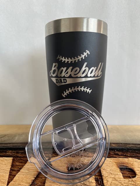 Maverick Advantage Baseball Dad Tumbler - 20 oz Black Tumbler w/ Sliding Lock Lid - Dad Gift - Baseball Gift - Image 2