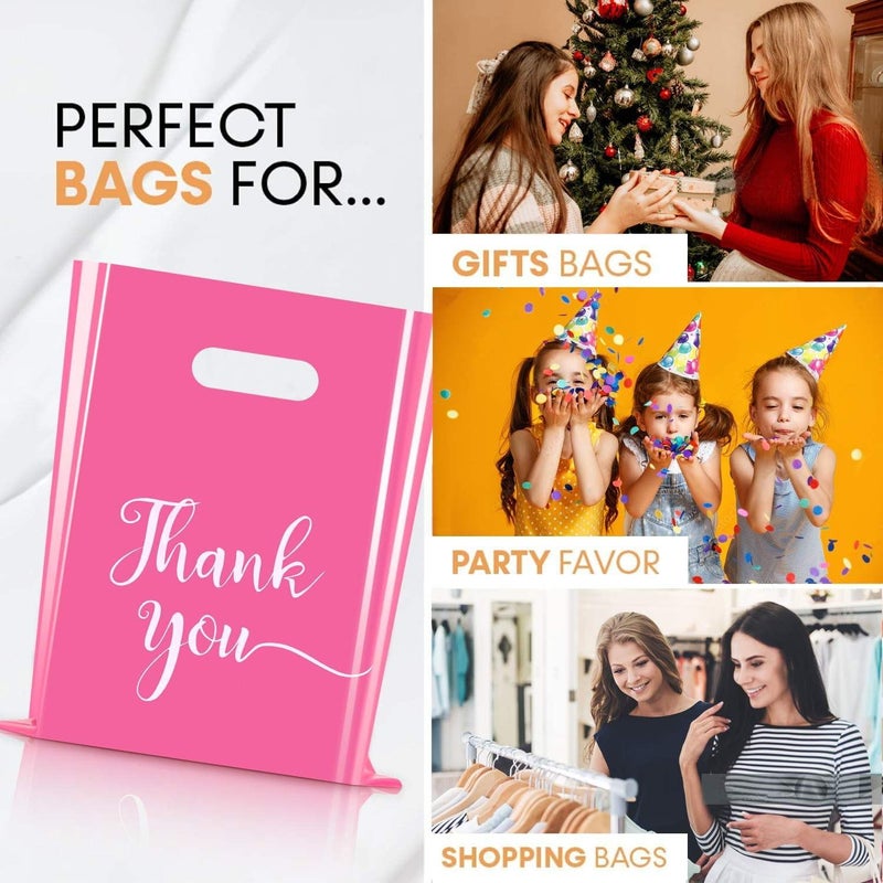 Cupplation Pink Thank You Merchandise Bags Large 9x12 inches,100 Pack, Retail Plastic Shopping Merchandise Gift Bags Tear Resistant Strong Durable Anti Stretch, 100% Recyclable (100) - Image 5