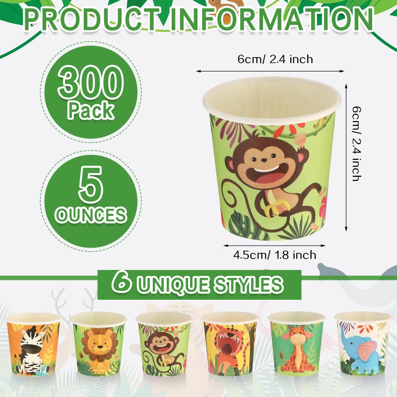 Amyhill Amyhill 300 Pack 5 oz Cups for Kids Animals Paper Cups Disposable Cups Small Bathroom Cups Mini Mouthwash Cup Bulk for Christmas Party  Picnic(Animal) - Image 2