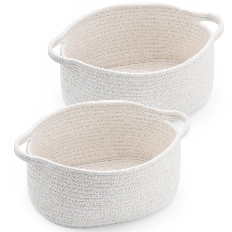 Happyiren Cute Woven Storage Basket with Handle, Baskets for Gifts Empty, Gift Baskets for Valentines Day Birthday Baby Shower Raffle Burr Fundraiser, Decorative Organizer Box for Spring Home Refresh - Image 1
