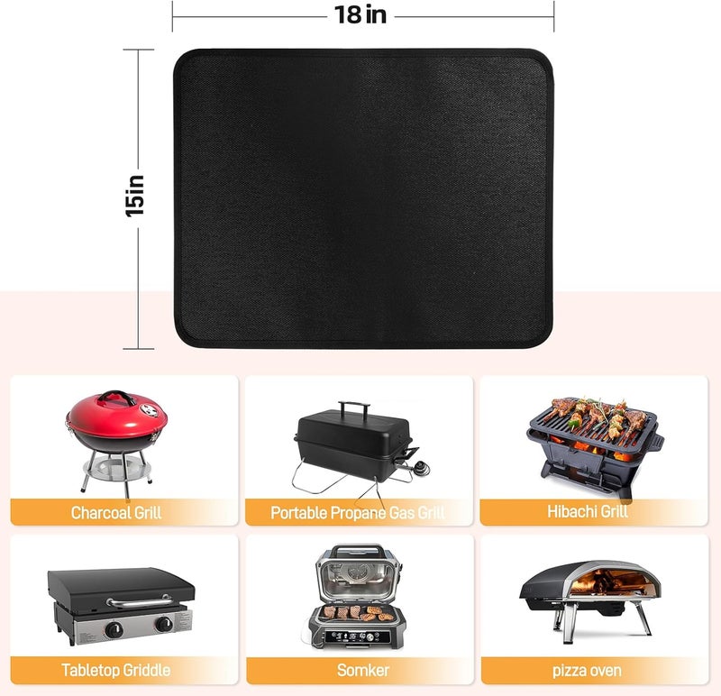 Amerbro 15 x 18 in Fireproof Grill Mats - Heat Resistant Silicone Resin Fiberglass Mat - Black - Image 5