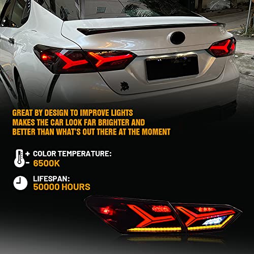 T T-ABC New Taillights for Toyota Camry Tail Light 2018-2023 SE LE XSE XLE TRD Rear Lights Assembly 8th Gen Accessories Lambor Style V6 Smoke Led Sequential Turn Signal Animation Custom Back Replacement (T1W) - Image 5