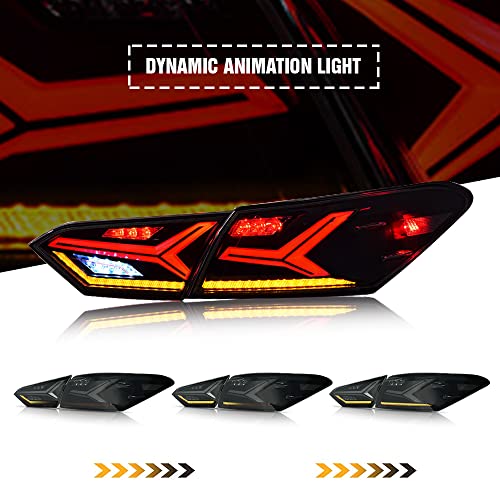 T T-ABC New Taillights for Toyota Camry Tail Light 2018-2023 SE LE XSE XLE TRD Rear Lights Assembly 8th Gen Accessories Lambor Style V6 Smoke Led Sequential Turn Signal Animation Custom Back Replacement (T1W) - Image 4