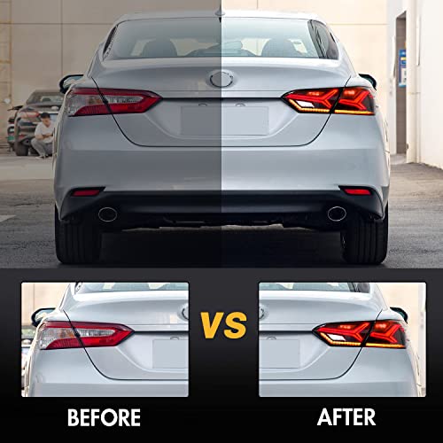 T T-ABC New Taillights for Toyota Camry Tail Light 2018-2023 SE LE XSE XLE TRD Rear Lights Assembly 8th Gen Accessories Lambor Style V6 Smoke Led Sequential Turn Signal Animation Custom Back Replacement (T1W) - Image 2