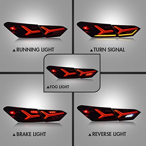 T T-ABC New Taillights for Toyota Camry Tail Light 2018-2023 SE LE XSE XLE TRD Rear Lights Assembly 8th Gen Accessories Lambor Style V6 Smoke Led Sequential Turn Signal Animation Custom Back Replacement (T1W) - Image 3