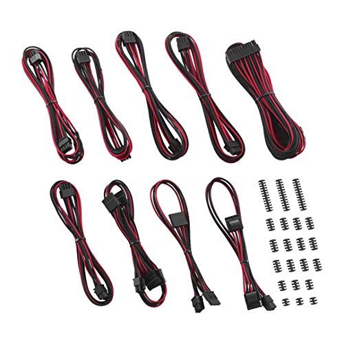 CableMod E-Series Classic ModFlex Sleeved Cable Kit for EVGA G/G+ / P/P+ / T (Black + Red) - Image 1