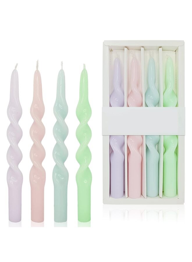 4 شموع حلزونية مدببة للمنزل، وحفلات الزفاف، وأعياد الميلاد، وديكور المنزل، وهدايا أعياد الميلاد، طولها 10 بوصات (ألوان زاهية) - Image 1