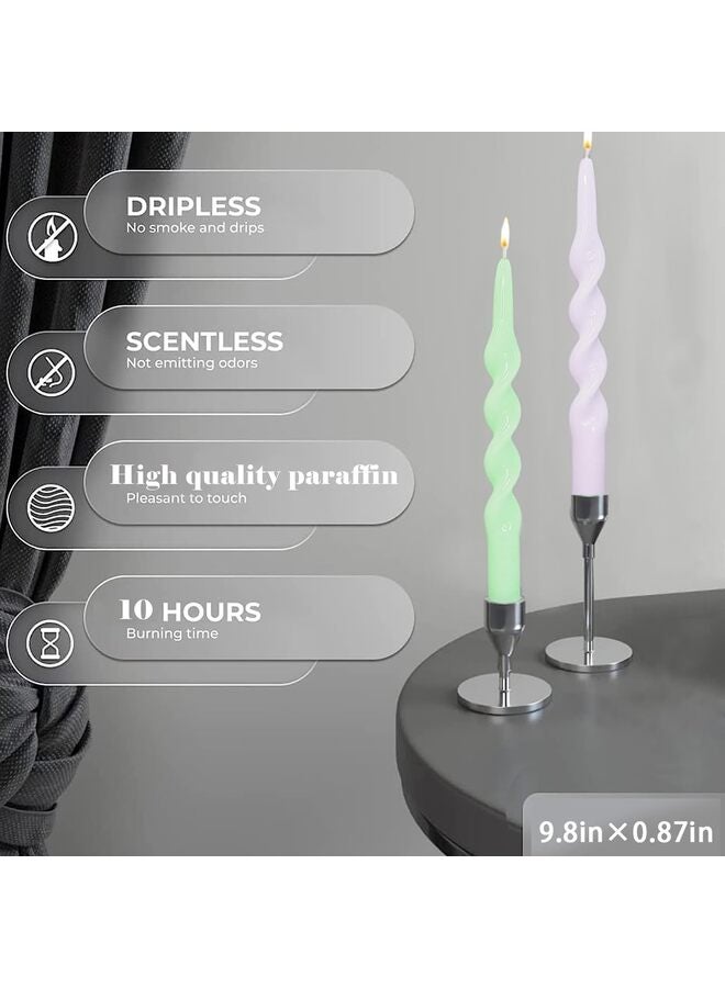 4 شموع حلزونية مدببة للمنزل، وحفلات الزفاف، وأعياد الميلاد، وديكور المنزل، وهدايا أعياد الميلاد، طولها 10 بوصات (ألوان زاهية) - Image 2