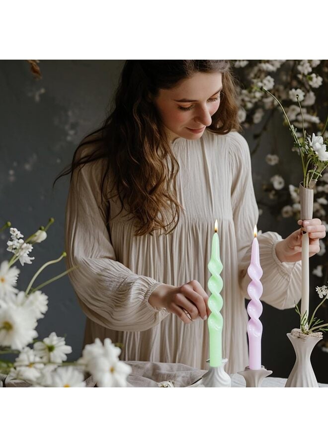 4 شموع حلزونية مدببة للمنزل، وحفلات الزفاف، وأعياد الميلاد، وديكور المنزل، وهدايا أعياد الميلاد، طولها 10 بوصات (ألوان زاهية) - Image 5