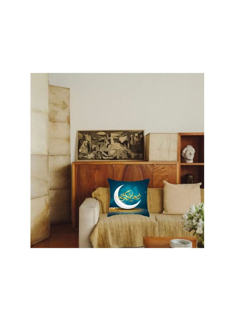 1-Piece Eid Mubarak Throw Pillow Covers,Cushion Case Ramadan Decor Mosque Decorative,Pillowcase for Home Islamic Muslim Party Decor,Size 45x45 - Image 2