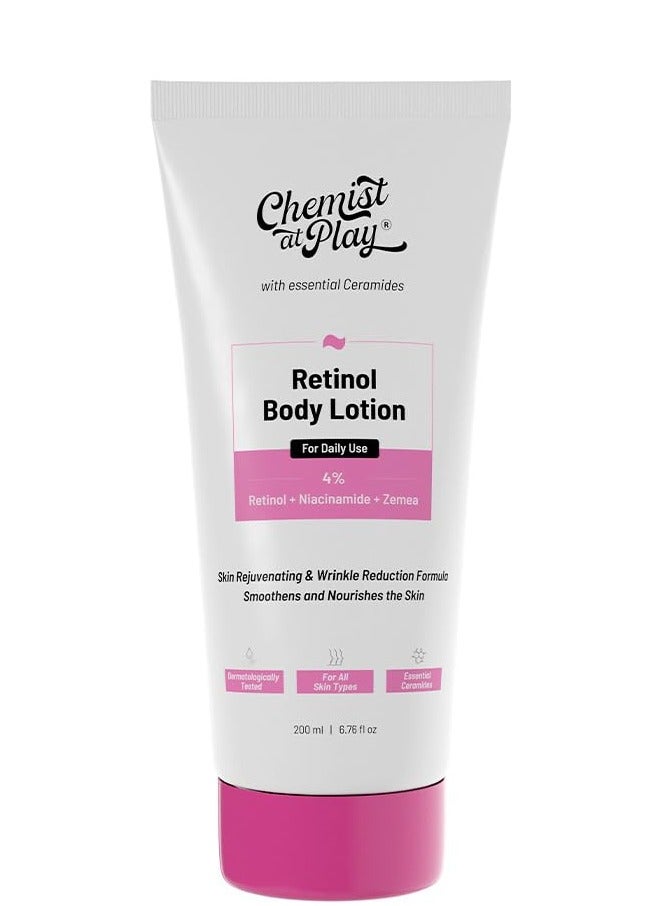 Chemist at Play Anti Aging Body Lotion with 4% Retinol Niacinamide Zemea Skin Brightening Lotion  200ml - Image 1