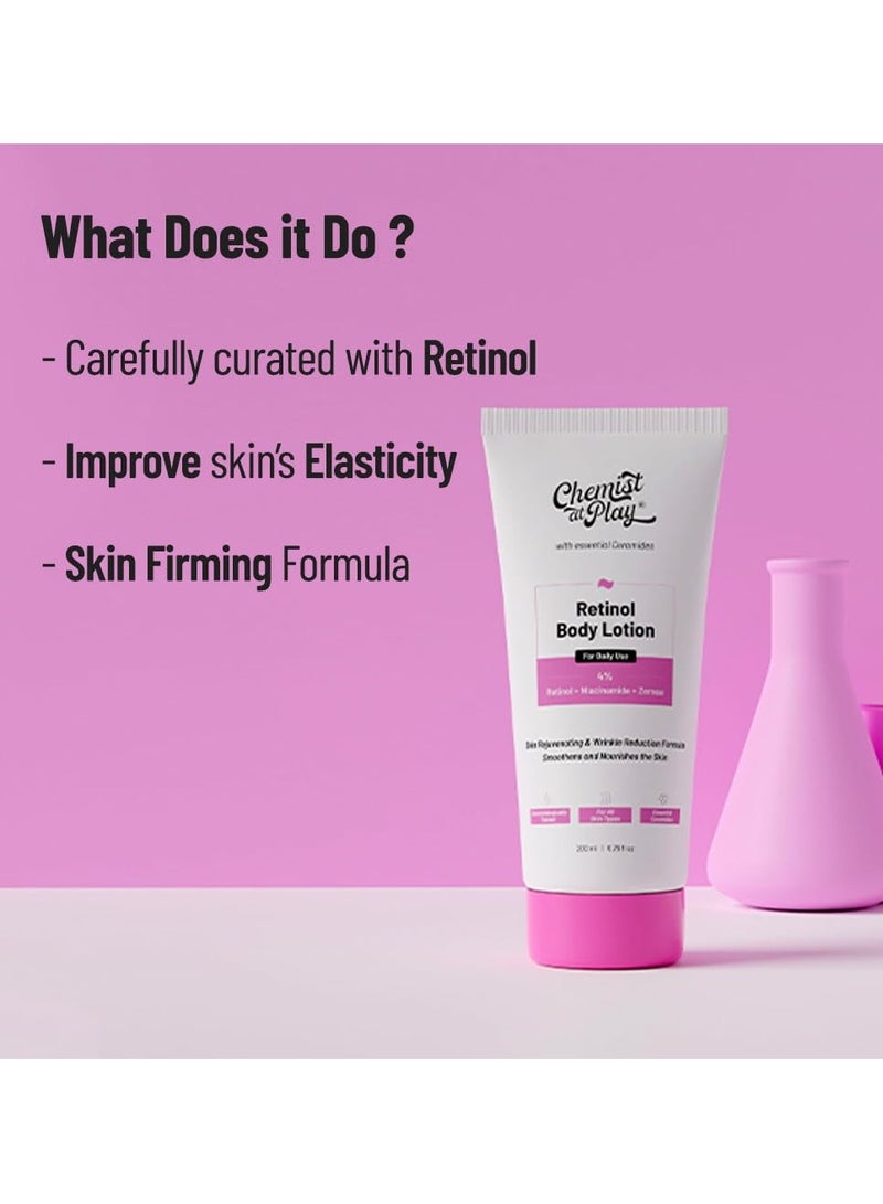 Chemist at Play Anti Aging Body Lotion with 4% Retinol Niacinamide Zemea Skin Brightening Lotion  200ml - Image 3