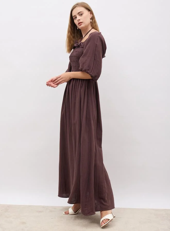 Styli Ruffled Smocked Maxi Dress