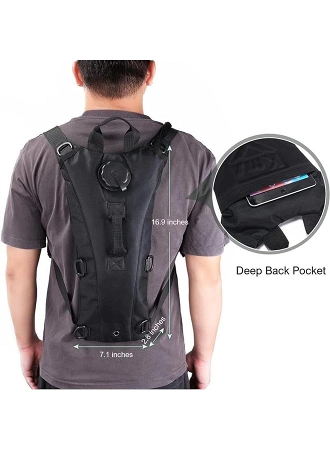 KASTWAVE Water Backpack with 3L Water Bladder Lightweight Waterproof Hydration Pack with Hose 800D Oxford Fabric Black Running Hiking Cycling Skiing - Image 3