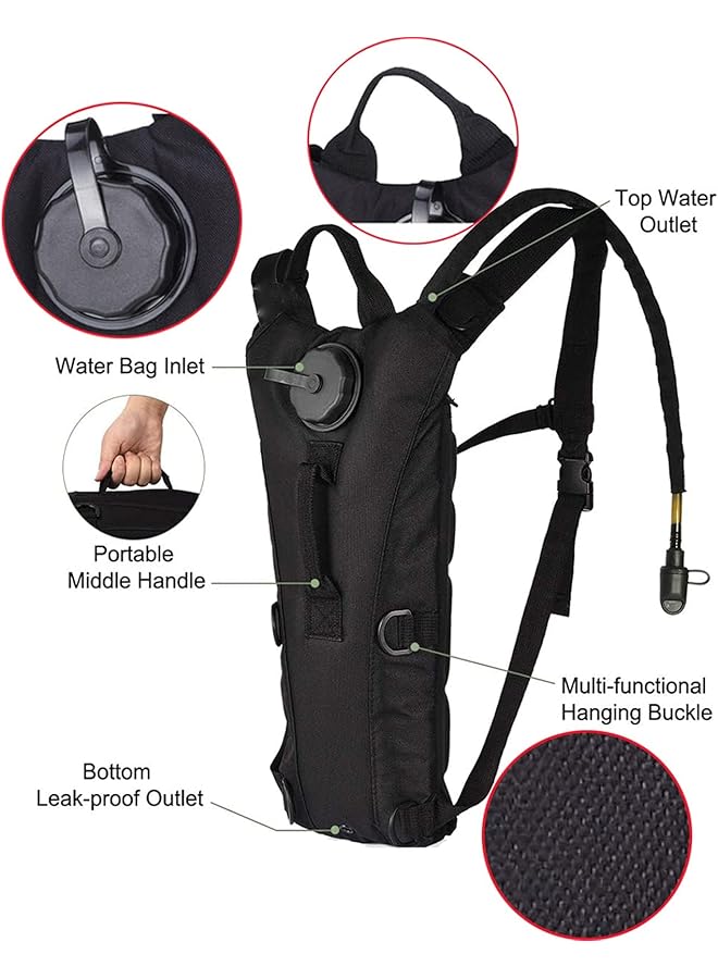 KASTWAVE Water Backpack with 3L Water Bladder Lightweight Waterproof Hydration Pack with Hose 800D Oxford Fabric Black Running Hiking Cycling Skiing - Image 4
