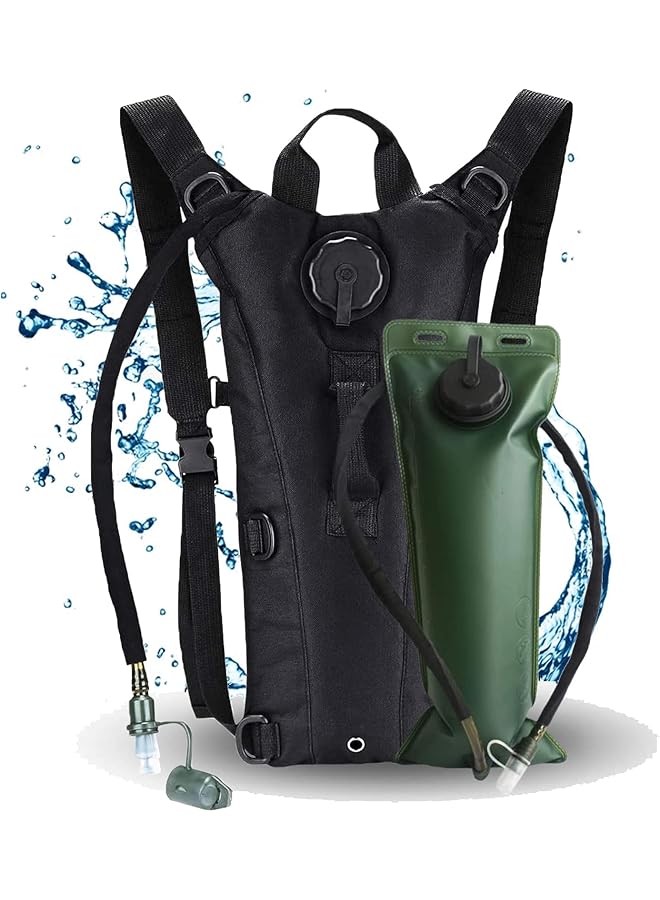 KASTWAVE Water Backpack with 3L Water Bladder Lightweight Waterproof Hydration Pack with Hose 800D Oxford Fabric Black Running Hiking Cycling Skiing - Image 1