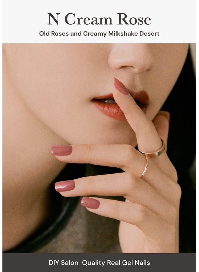 ohora Semi Cured Gel Nail Strips (N Cream Rose) - Brown, Solid, Works with Any UV/LED Lamps, Salon-Quality, Long Lasting, Easy to Apply & Remove - Includes 2 Prep Pads, Nail File & Wooden Stick - Image 2