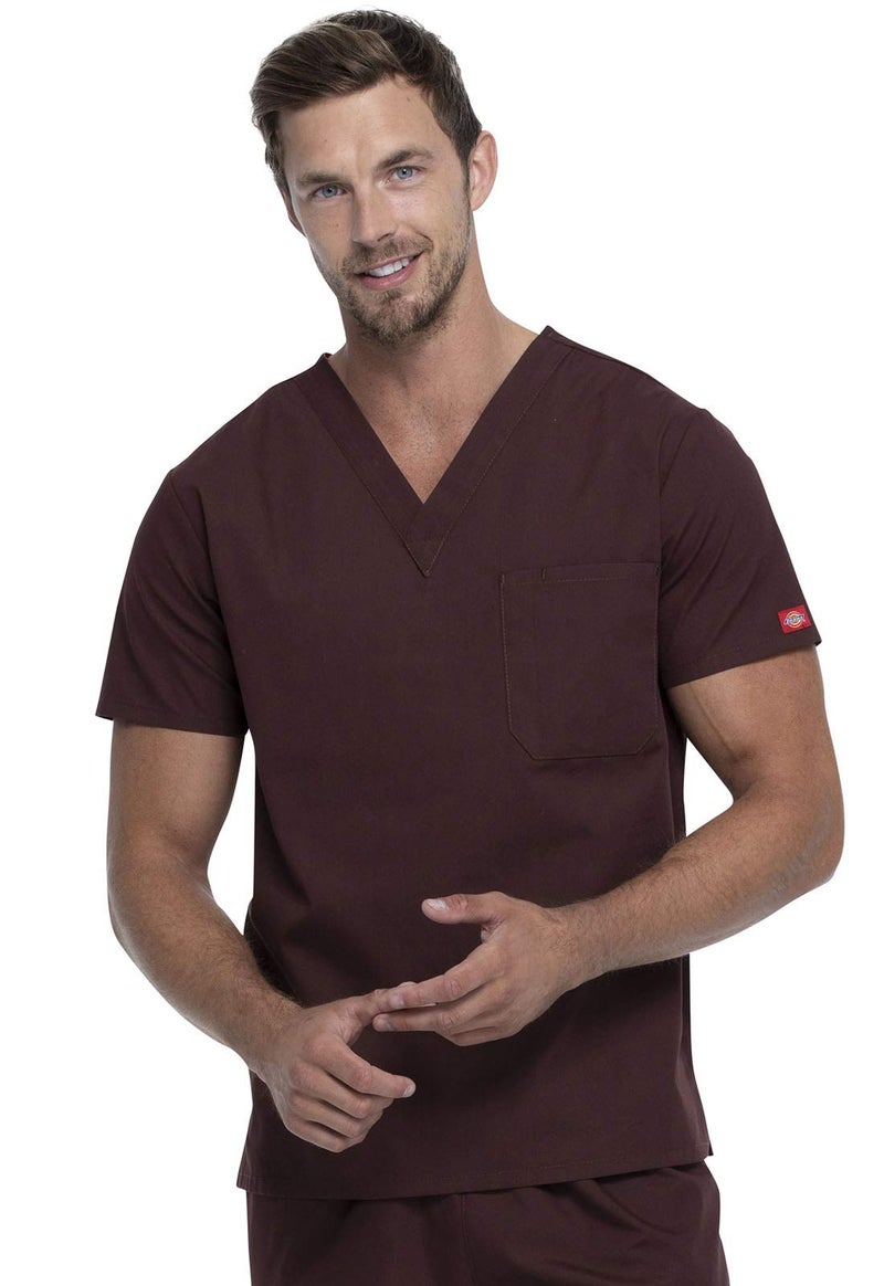 Dickies Unisex Adult V-Neck Top Medical Scrubs Shirt, Espresso, X-Small US - Image 1