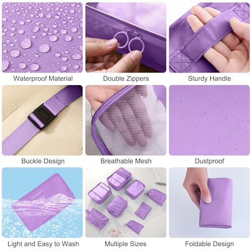 YEEYAA Packing Cubes for Travel - 8 Set Luggage Organizer Bags for Family, Mesh Breathable Packing Cubes for Suitcases Durable Travel Essentials Bags Set - Image 4