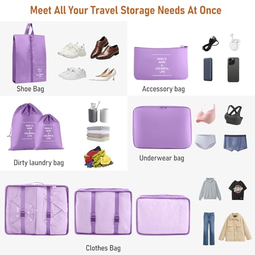 YEEYAA Packing Cubes for Travel - 8 Set Luggage Organizer Bags for Family, Mesh Breathable Packing Cubes for Suitcases Durable Travel Essentials Bags Set - Image 3