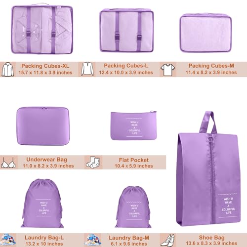 YEEYAA Packing Cubes for Travel - 8 Set Luggage Organizer Bags for Family, Mesh Breathable Packing Cubes for Suitcases Durable Travel Essentials Bags Set - Image 5