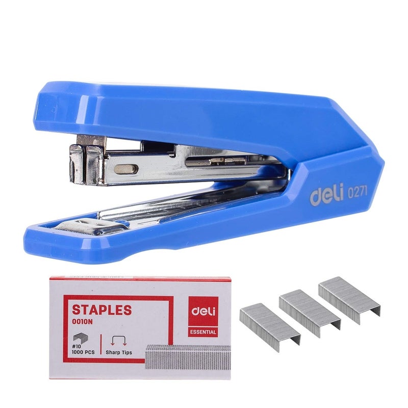 Deli W0272 Pro Series Office Stapler with 1000 No. 10 Staples (Blue) - Image 2