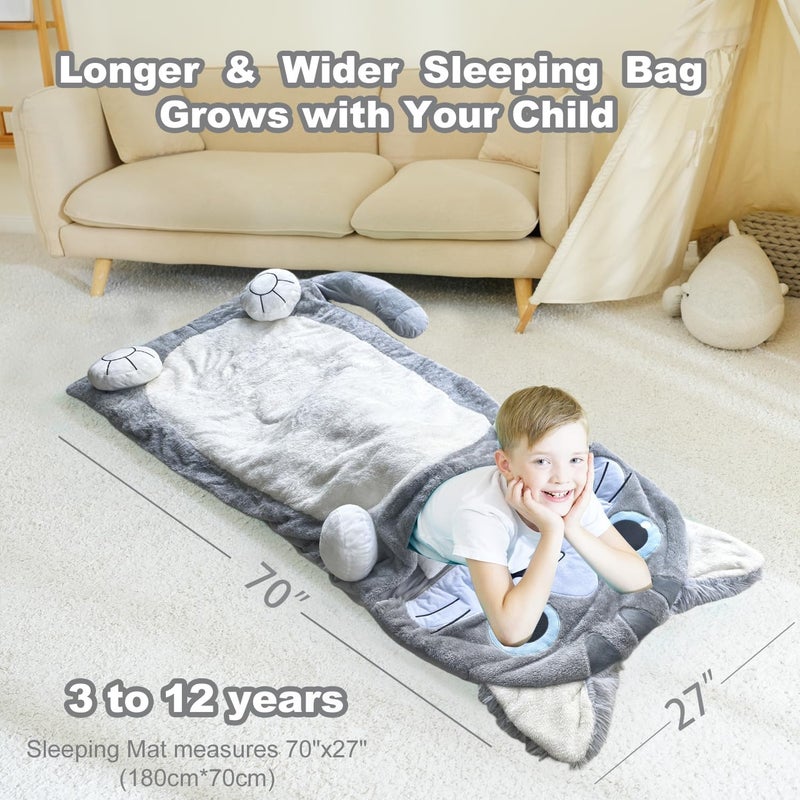 Micling Kid Sleeping Bag - Larger Plush Cat Slumber Bag for Boys Girls Daycare Preschool Kindergarten Birthday Gift Travel Sleepover Ages 3-12 Years - Image 4