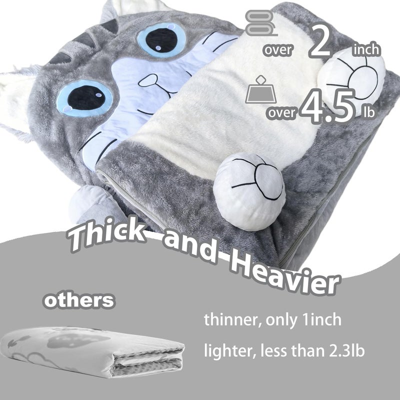 Micling Kid Sleeping Bag - Larger Plush Cat Slumber Bag for Boys Girls Daycare Preschool Kindergarten Birthday Gift Travel Sleepover Ages 3-12 Years - Image 3