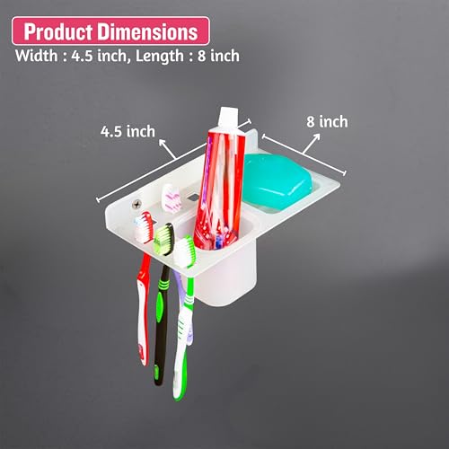 HAPPI Unbreakable ABS Plastic 3 in 1 Soap Dish Holder Glass Tumbler and Tooth Brush Holders, Soap Stand, Soap Case, Soap Holder Stand Wall Mounted for Bathroom (White) - Image 5