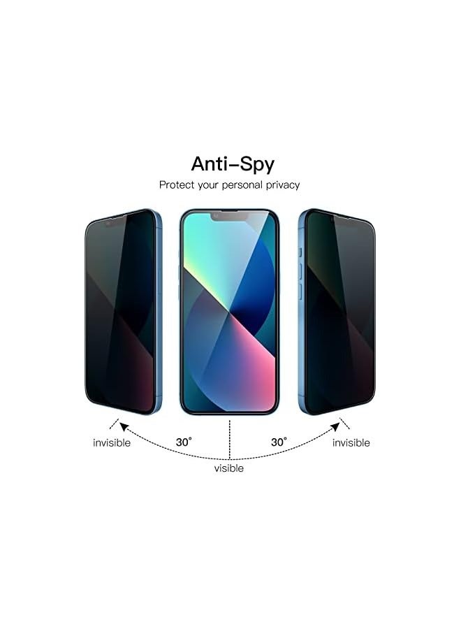 Jetech Privacy Full Coverage Screen Protector for iPhone 13/13 Pro 6.1-Inch, Anti-Spy Tempered Glass Film, Edge to Edge Protection Case-Friendly, 2-Pack - Image 2