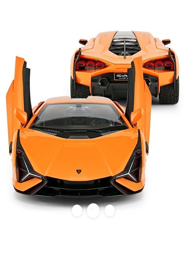 داي كاست 1:32 متوافقة مع لعبة سيارة لامبورجيني سيان النموذجية، سيارة لعبة من سبائك الزنك قابلة للسحب للخلف مع صوت وإضاءة للأطفال والكبار (برتقالي) - Image 3
