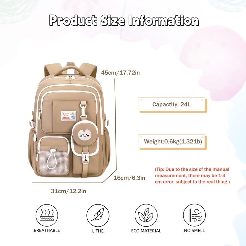 Armbq Large Capacity School Backpack for Girls Boys, Casual Bookbags for Middle School Elementary, Kids Outdoor Travel Daypack with Coin Purse - Image 2