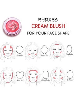 Phoera PHOERA Makeup Face Cheek Blush Cream Matte Blusher Super blend-able Sweat-Resistant Pressed Foundation Non_Greasy Palette (102 PEACH)  - Image 5