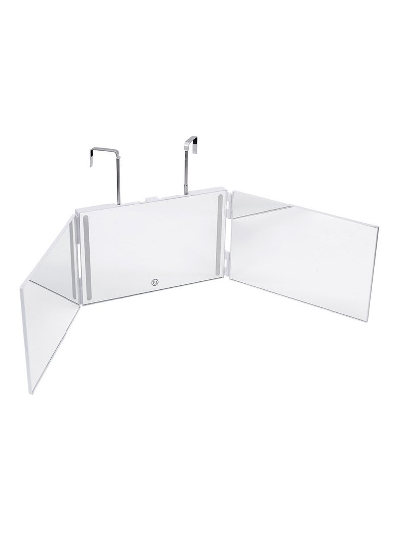 Ru syanl - 3 Way Trifold Haircut Mirror - 360 Degree Mirror for Hair Cutting Shaving Grooming Hair Styling Dye Hair Makeup with Adjustable Height Brackets Portable for Travel Bedrooms Bathroom - Image 1