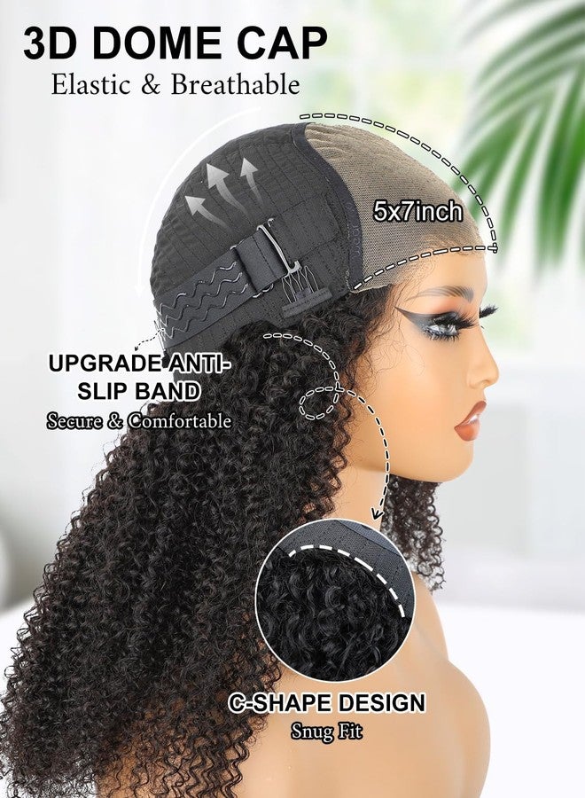 ORIGINAL QUEEN Afro Curly Wig Wear and Go Glueless Wig Human Hair Pre Cut Pre Plucked 5X7 Large Lace Front Wigs Human Hair for Women 3D Dome Cap Beginner Friendly 16Inches - Image 4