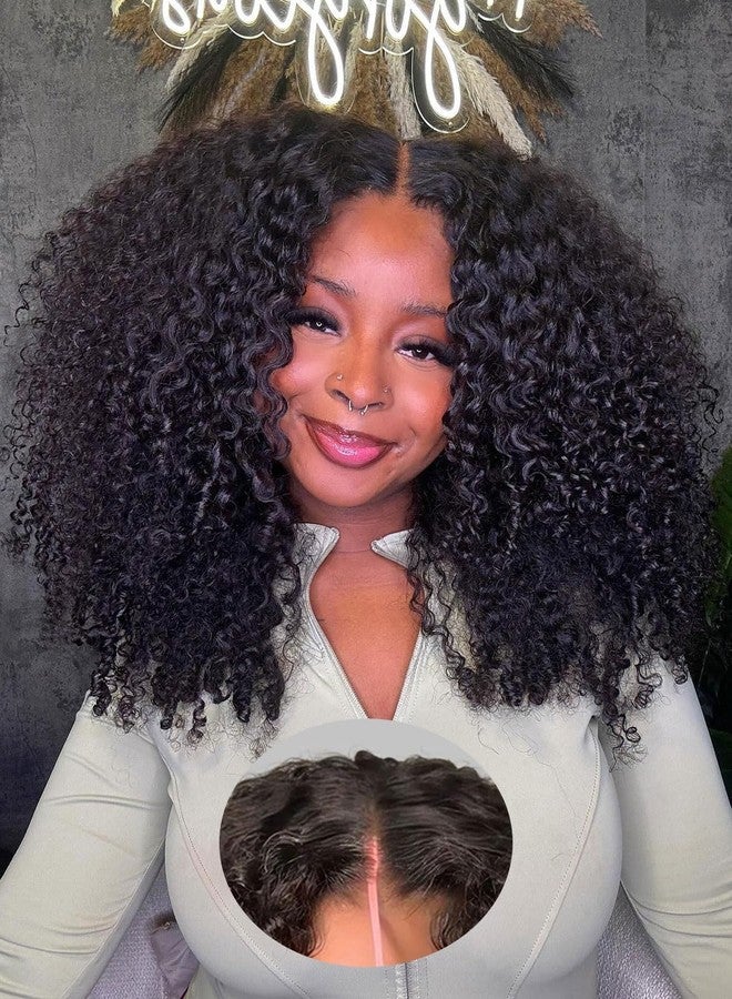 ORIGINAL QUEEN Afro Curly Wig Wear and Go Glueless Wig Human Hair Pre Cut Pre Plucked 5X7 Large Lace Front Wigs Human Hair for Women 3D Dome Cap Beginner Friendly 16Inches - Image 1