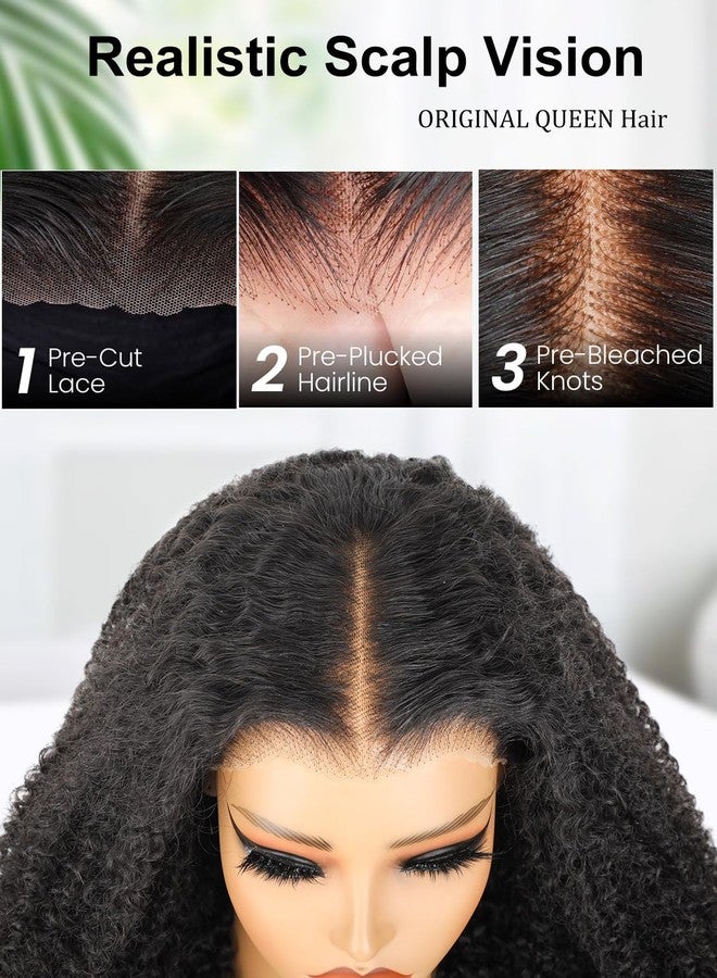 ORIGINAL QUEEN Afro Curly Wig Wear and Go Glueless Wig Human Hair Pre Cut Pre Plucked 5X7 Large Lace Front Wigs Human Hair for Women 3D Dome Cap Beginner Friendly 16Inches - Image 5
