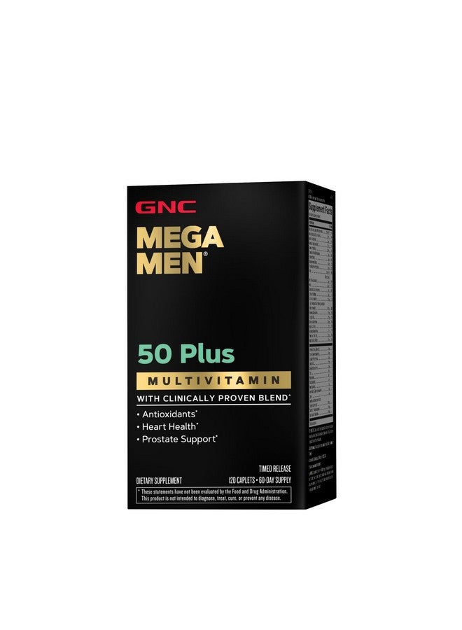 جي إن سي GNC Mega Men 50 Plus Multivitamin | صحة القلب | دعم البروستاتا والدورة الدموية | 120 قرصًا - Image 1
