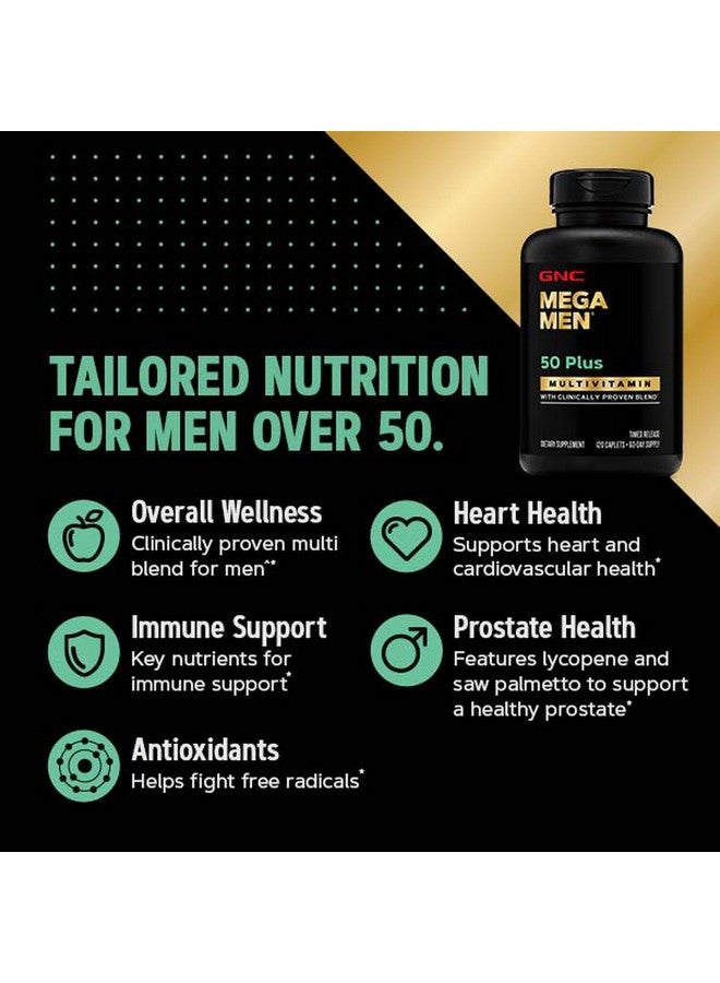 جي إن سي GNC Mega Men 50 Plus Multivitamin | صحة القلب | دعم البروستاتا والدورة الدموية | 120 قرصًا - Image 5