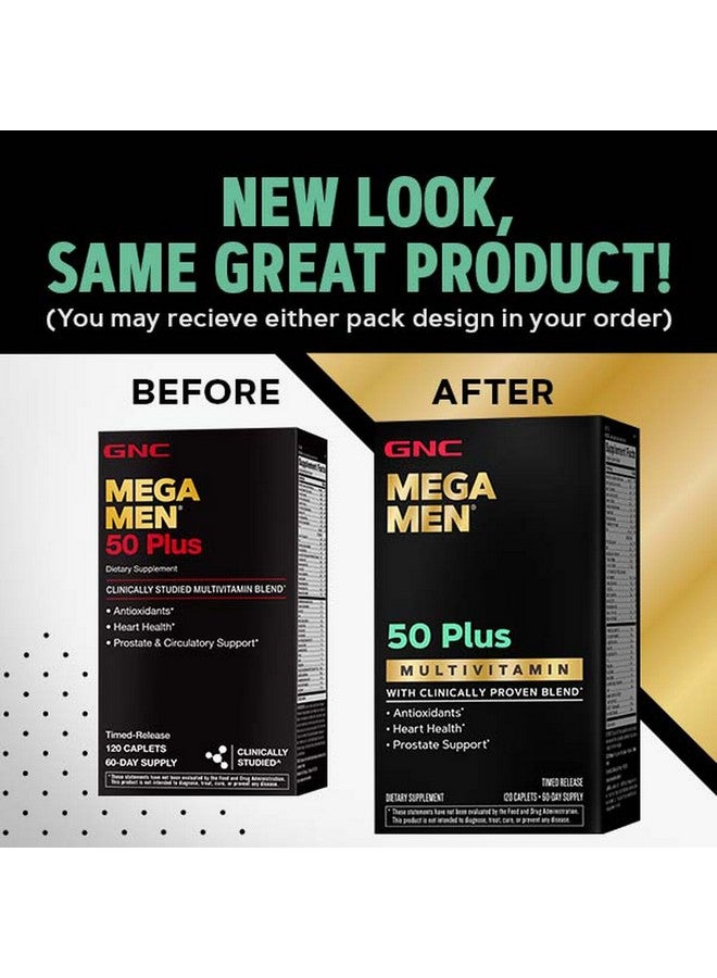 جي إن سي GNC Mega Men 50 Plus Multivitamin | صحة القلب | دعم البروستاتا والدورة الدموية | 120 قرصًا - Image 4