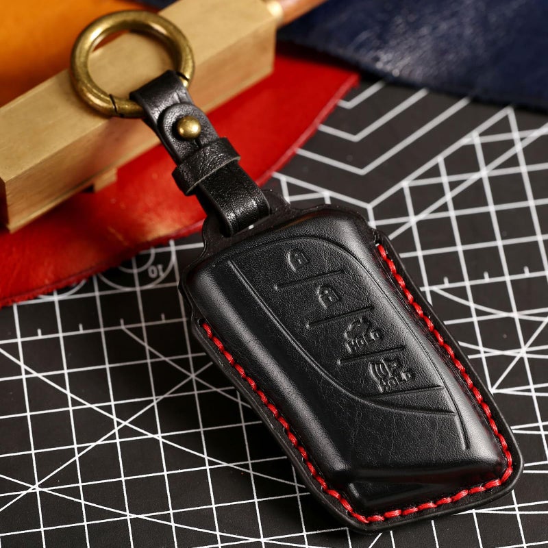 EASYANT Leather Car Key Fob Cover for Lexus 2021-2025 RX 350 ES Compatible with Lexus New LS NX Key Shell Case Black - Image 4