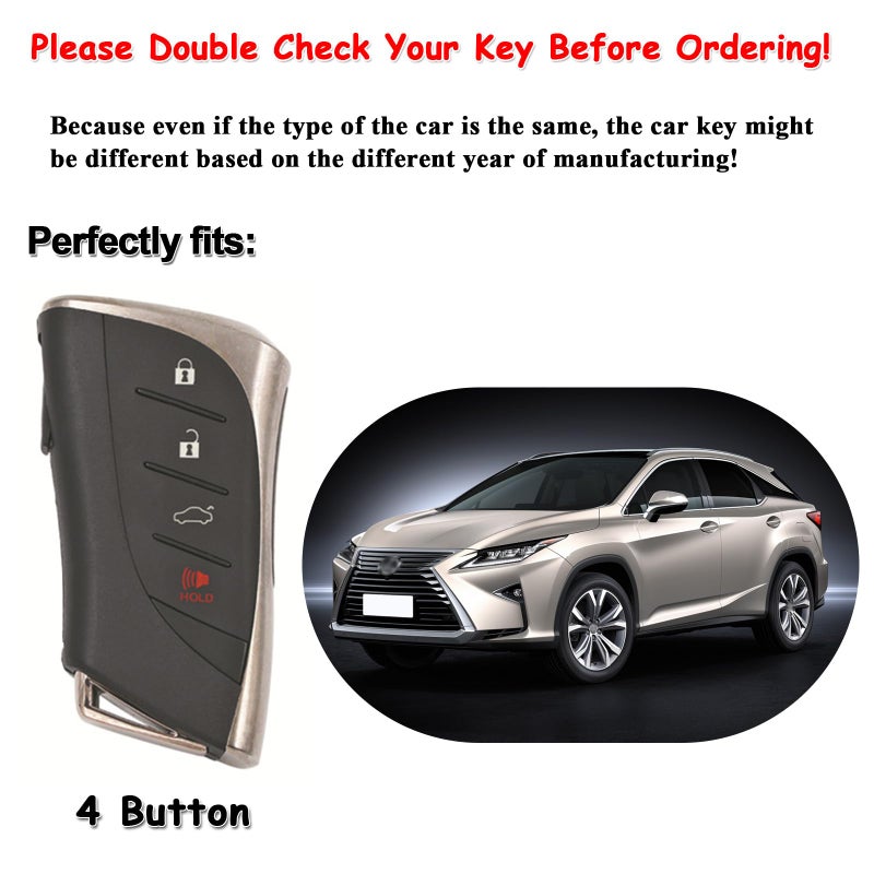 EASYANT Leather Car Key Fob Cover for Lexus 2021-2025 RX 350 ES Compatible with Lexus New LS NX Key Shell Case Black - Image 2